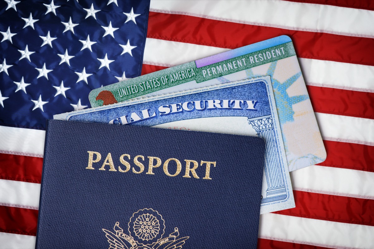 U.S. permanent resident green card and passport — the goal